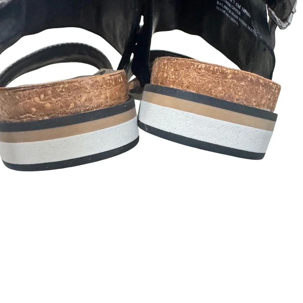 OTBT Lantern‎ Studded Leather Platform Sandals New 7.5 Black Gray Buckle 18F961